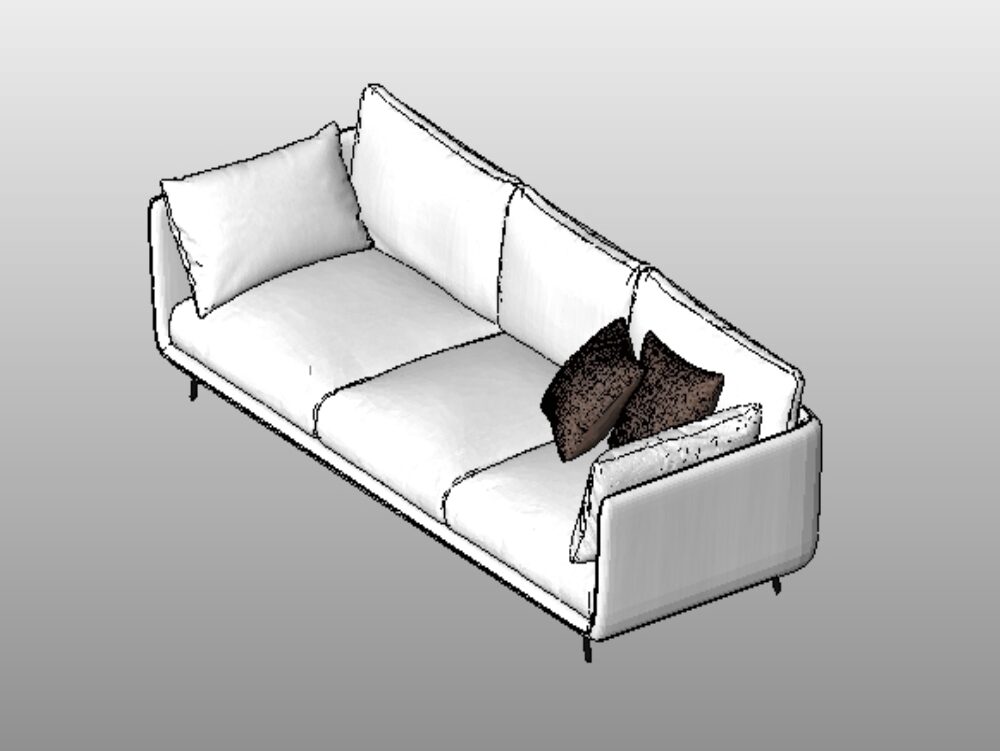 3-section sofa revit