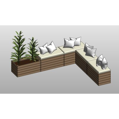 Outdoor corner bench with planter