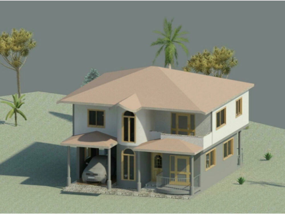 3d country house modeled