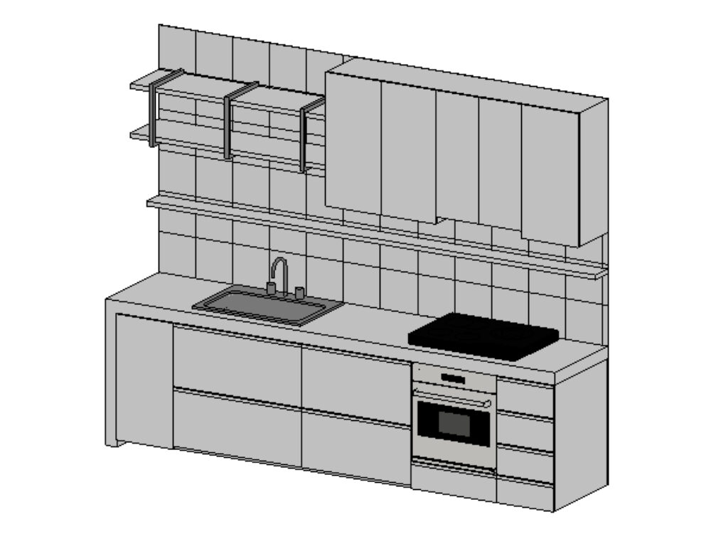 revit kitchen counter with single sink