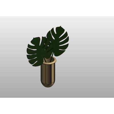 Glass Vase with Monstera Leaf