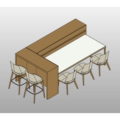 Modern Dining Set with Bar Extension