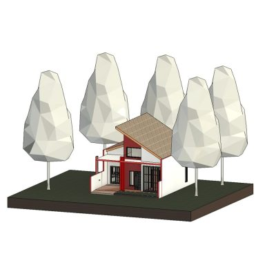 Simple house with detailed 2-bedroom plan