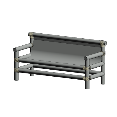 Bamboo bench with modern woven accents