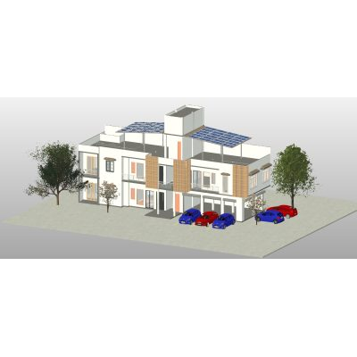 House model with site and floor plans