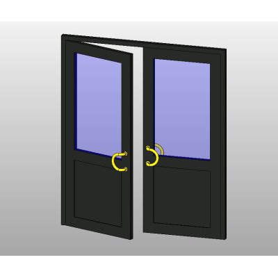 Double door with modern square windows 19 Double glass door with modern gold handles