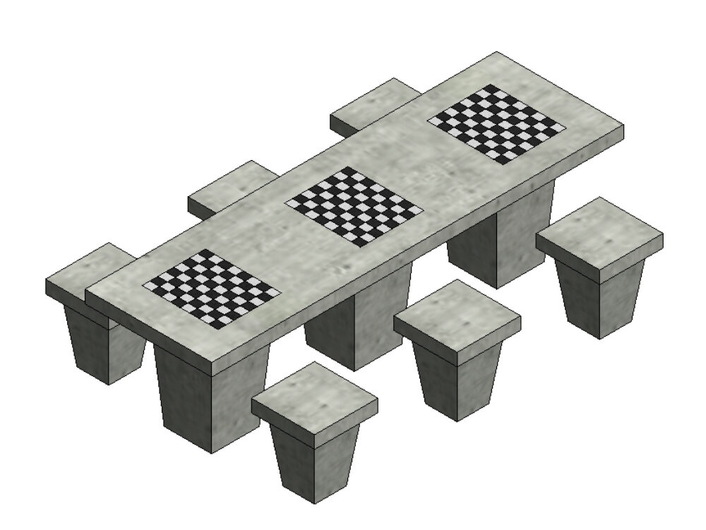 Chess table 6 seats - concrete