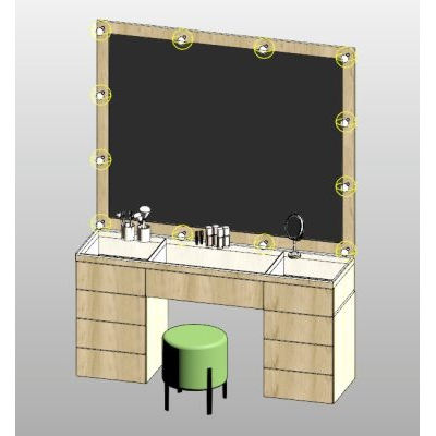 Dressing table with lighted mirror