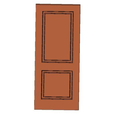 Single-leaf door with 2 classic panels