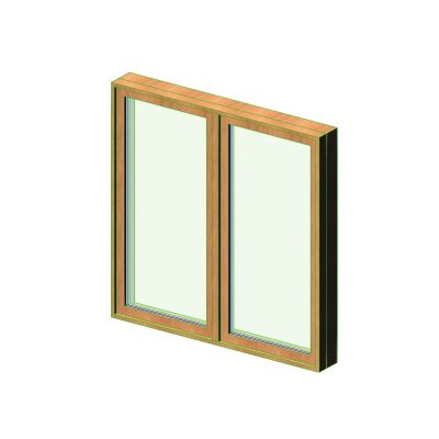 Wooden window with glass panels