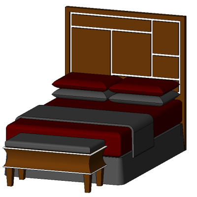 Elegant Bed with Geometric Headboard