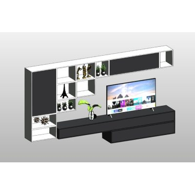 TV wall unit modern console with shelves