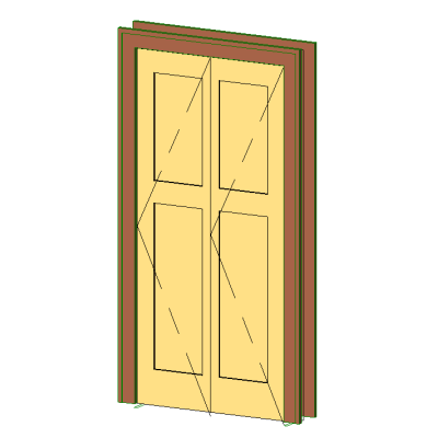 Int-Bifold door 2 wide-4 panel-Craftsman Casing 1733
