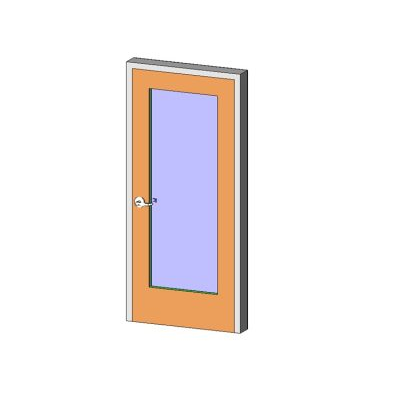 Interior door with modern glass panel