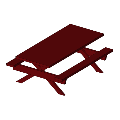Picnic table with modern angular frame