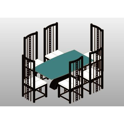 Dining table set with 6 detailed chairs