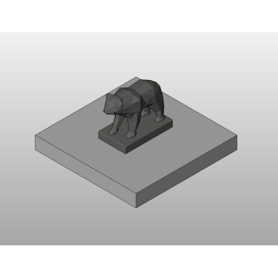 Low-poly bear sculpture with modern plinth