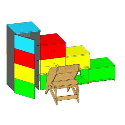 Wooden desk and chair