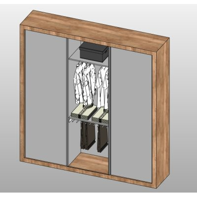 Mirror wardrobe with wood frame