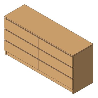 Malm 6-Drawer Dresser 3D Model