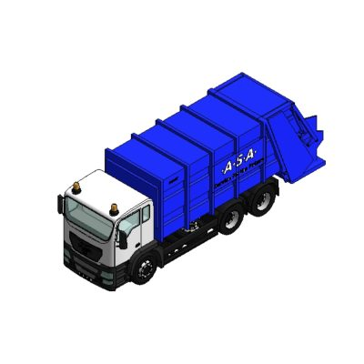 Garbage truck with modern hydraulic lift