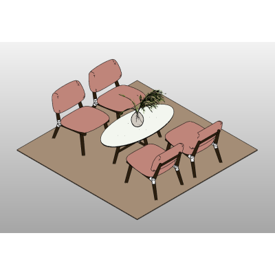 Oval dining set with 6 modern chairs