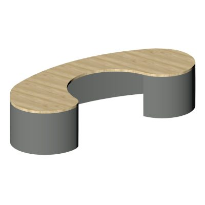 Curved Kidney-Shaped Desk/Table