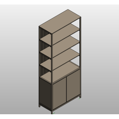 Bookcase with shelves and cabinet doors