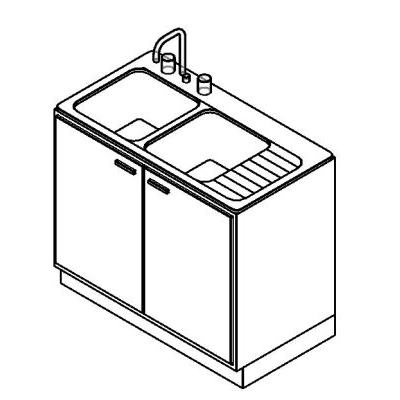 Under table with kitchen sink