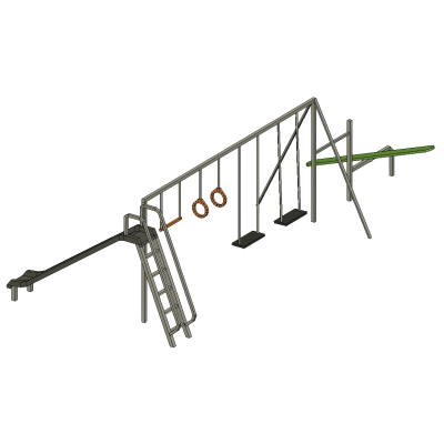Playground set with 4 modern elements