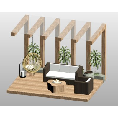 Pergola lounge with rattan sofa set