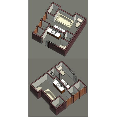 Stylish Dual-Bathroom Layout