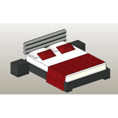 Bed with modern cylindrical headboard