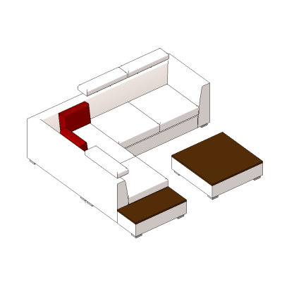 L-shaped sofa set with modern ottomans