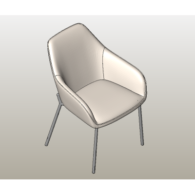 Upholstered armchair with metal legs