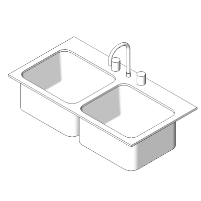 Kitchen sink with modern double basin