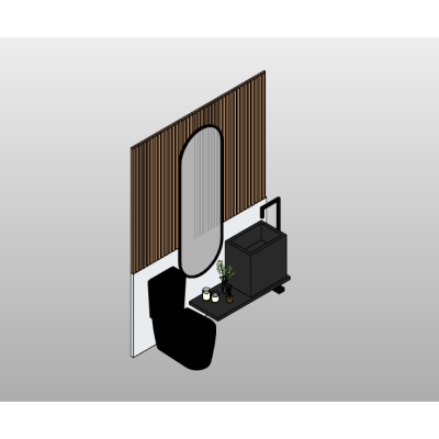 Minimalist Vanity Setup with Vertical Slat Wall
