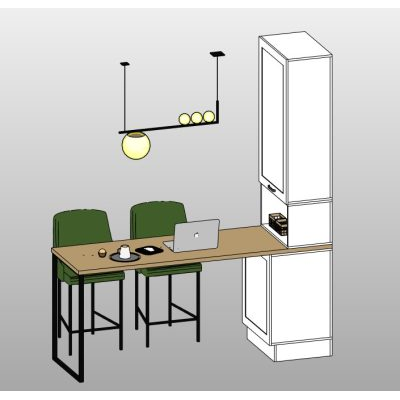 Breakfast bar with 2 counter stools