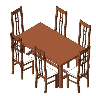Dining table set with 6 ladder-back chairs