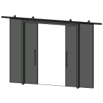Uncoated sliding door - 2 Panels with stainless steel track
