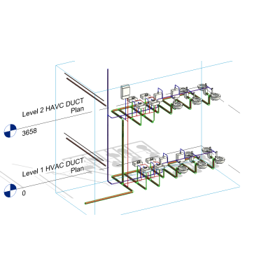 Multi-Level HVAC Duct System Layout