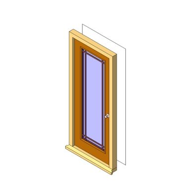 Glass panel door with detailed wood frame