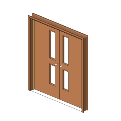 Double door with four vertical windows