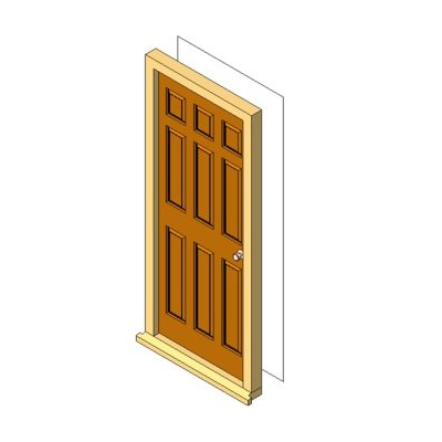 Traditional door with nine raised panels