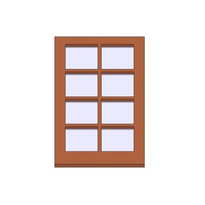 Single glass door with eight panes