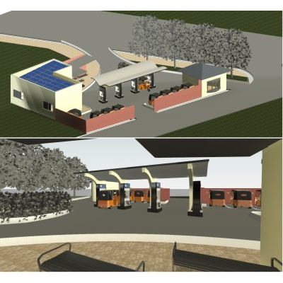 Electric tricycle park with solar roof
