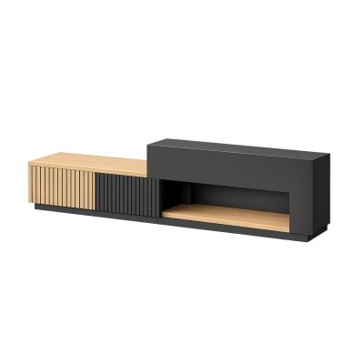Asymmetric TV Console with Slatted Fronts