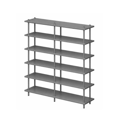 Shelving unit with modern vertical mullions
