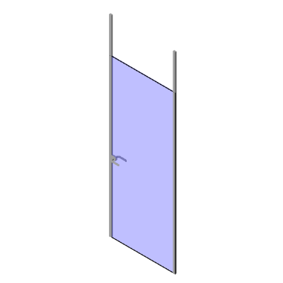 Glass door with sloped head