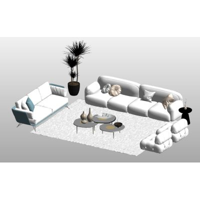 Contemporary Living Room Sofa & Decor Set